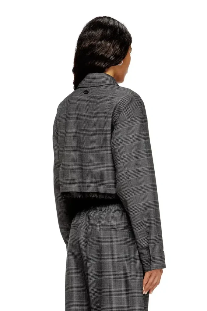 j-ting-fem Cropped Prince of Wales wool-blend coach jacket j-ting-fem Cropped Prince of Wales wool-blend coach jacket