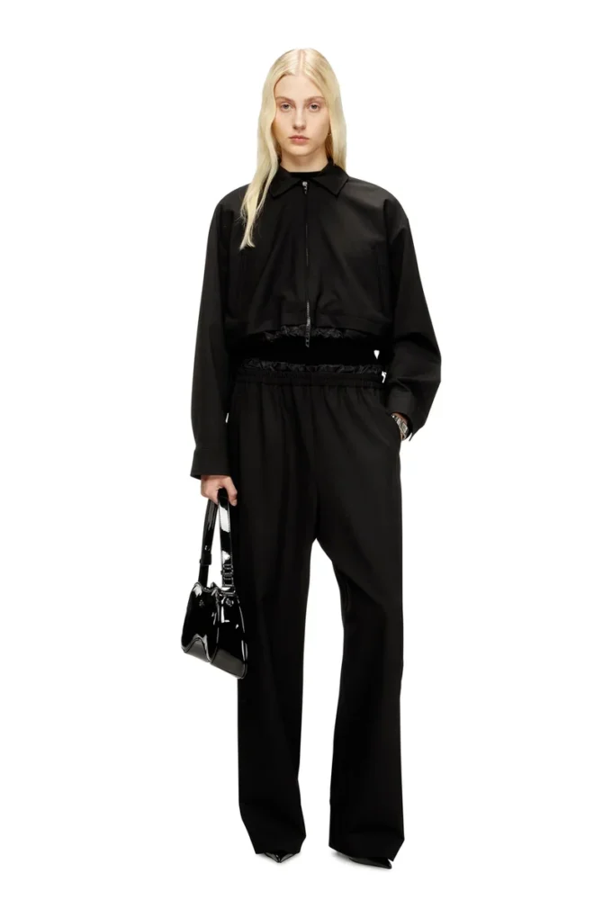 j-ting-fem-r2 Cropped jacket in tailoring fabric and nylon j-ting-fem-r2 Cropped jacket in tailoring fabric and nylon