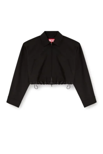 j-ting-fem-r2 Cropped jacket in tailoring fabric and nylon