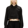 j-ting-fem-r2 Cropped jacket in tailoring fabric and nylon j-ting-fem-r2 Cropped jacket in tailoring fabric and nylon
