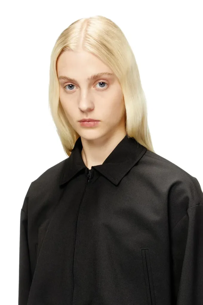 j-ting-fem-r2 Cropped jacket in tailoring fabric and nylon j-ting-fem-r2 Cropped jacket in tailoring fabric and nylon