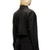 j-ting-fem-r2 Cropped jacket in tailoring fabric and nylon j-ting-fem-r2 Cropped jacket in tailoring fabric and nylon