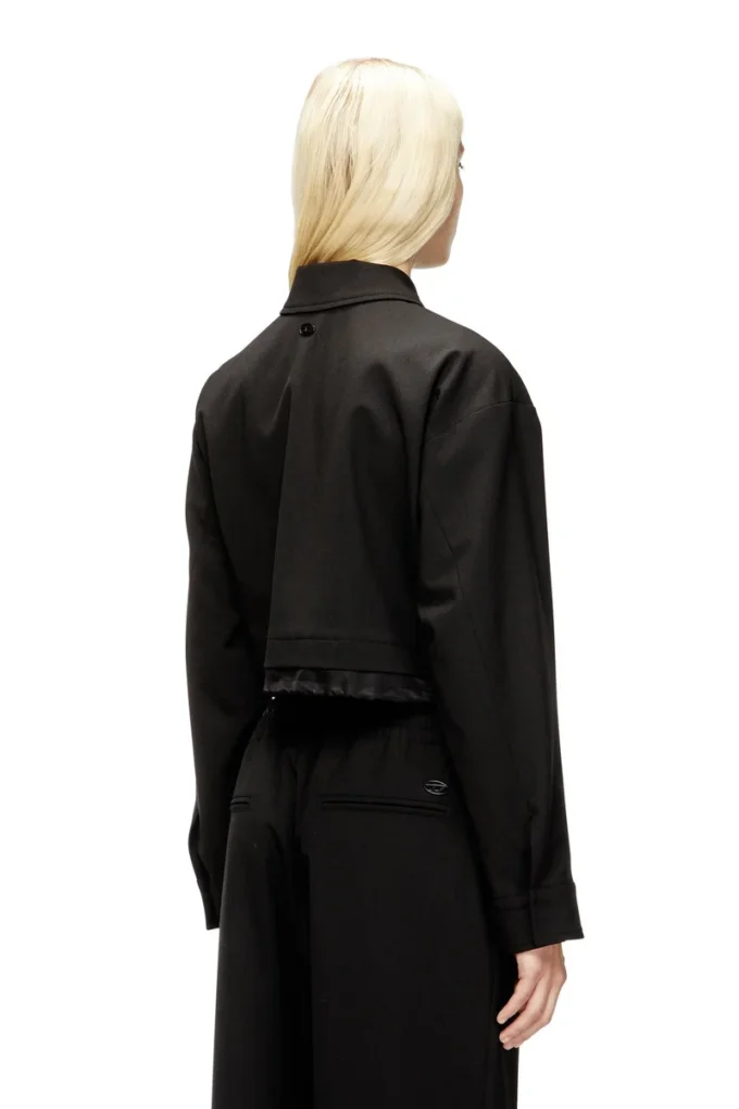 j-ting-fem-r2 Cropped jacket in tailoring fabric and nylon j-ting-fem-r2 Cropped jacket in tailoring fabric and nylon