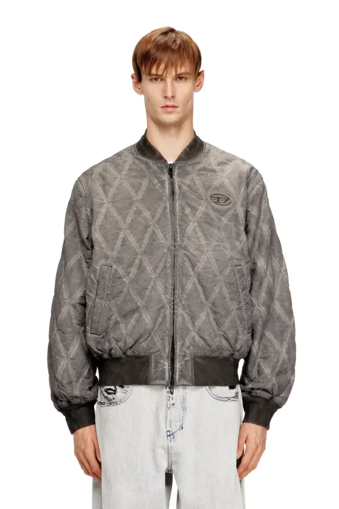j-type-treat Padded argyle-quilted bomber jacket j-type-treat Padded argyle-quilted bomber jacket