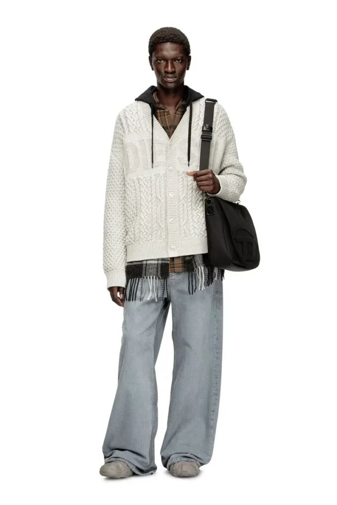 k-antoine Cable-knit cardigan with Diesel logo k-antoine Cable-knit cardigan with Diesel logo