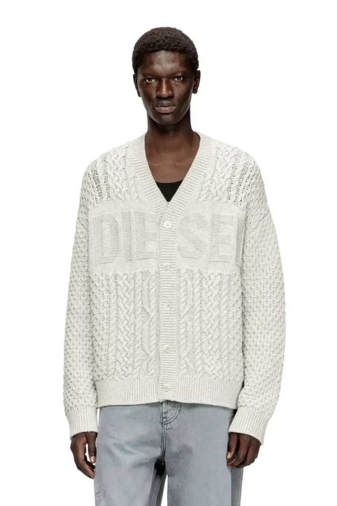 k-antoine Cable-knit cardigan with Diesel logo k-antoine Cable-knit cardigan with Diesel logo