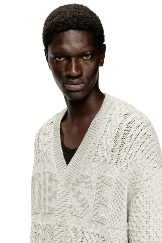 k-antoine Cable-knit cardigan with Diesel logo k-antoine Cable-knit cardigan with Diesel logo