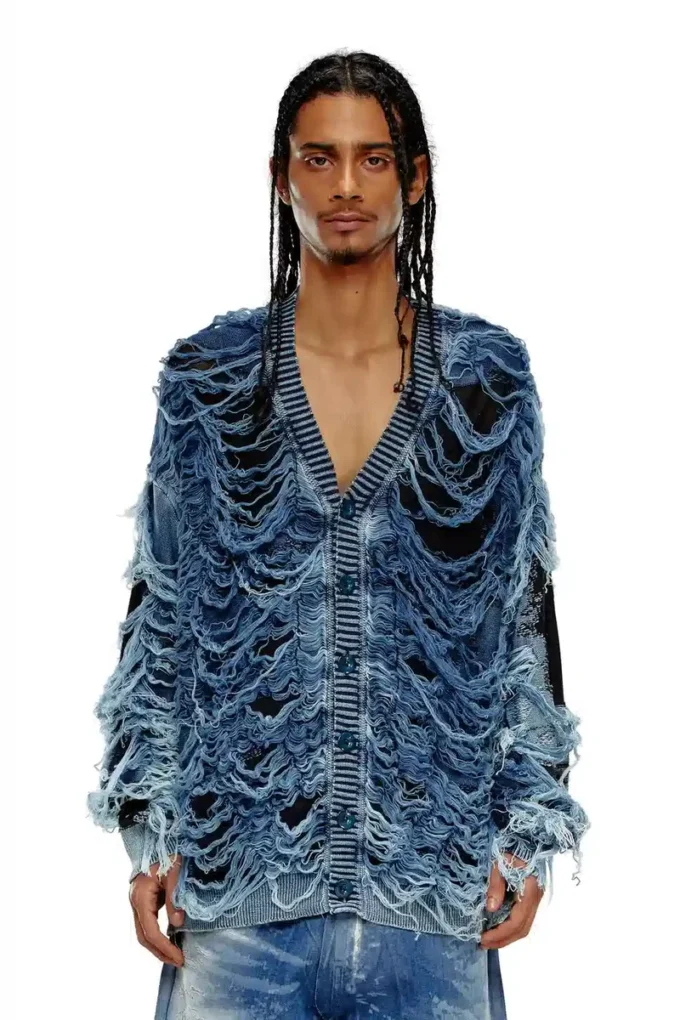 k-boboli Destroyed indigo V-neck cardigan k-boboli Destroyed indigo V-neck cardigan