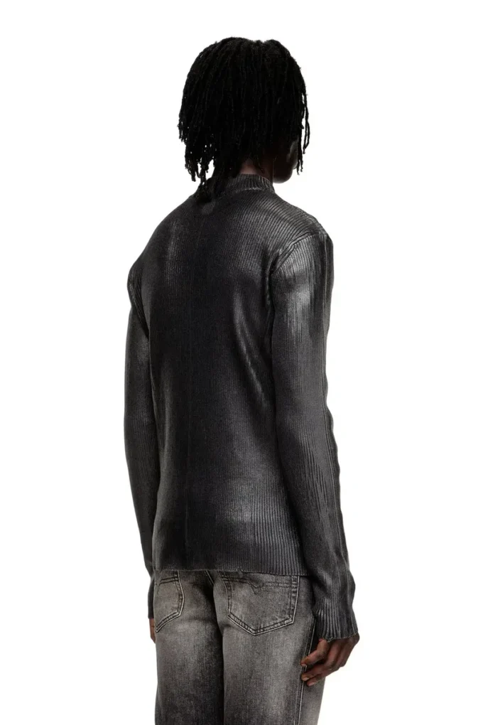 k-dargy-d Denim-yarn zip cardigan with shiny effect k-dargy-d Denim-yarn zip cardigan with shiny effect