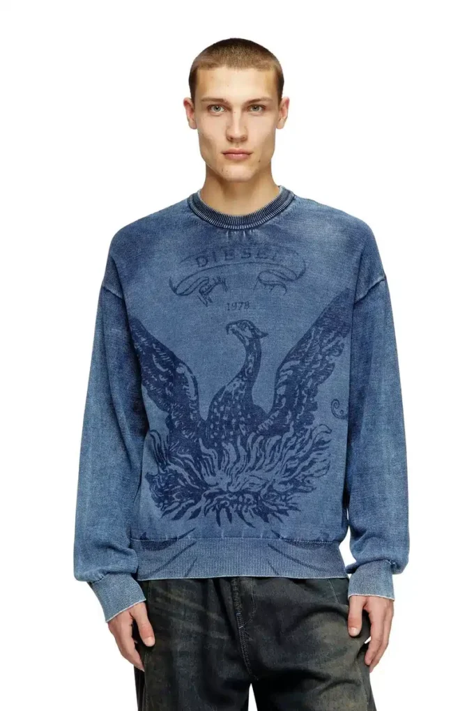 k-fenicol Indigo jumper with Phoenix logo k-fenicol Indigo jumper with Phoenix logo