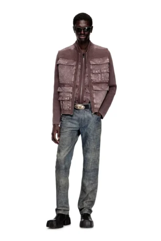 k-giulius Zip-up knitted vest with cargo pockets