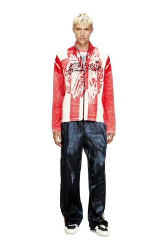 k-oliba-jkt Inside-print striped zipped cardigan