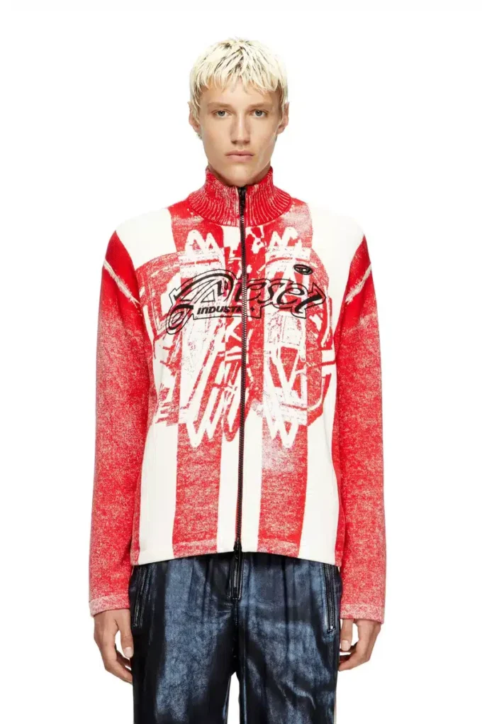k-oliba-jkt Inside-print striped zipped cardigan k-oliba-jkt Inside-print striped zipped cardigan