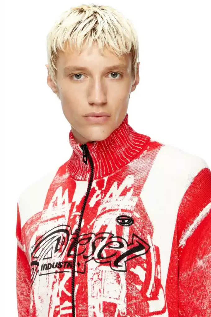 k-oliba-jkt Inside-print striped zipped cardigan k-oliba-jkt Inside-print striped zipped cardigan