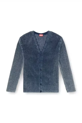 k-redram Mesh-knit cardigan in denim yarn