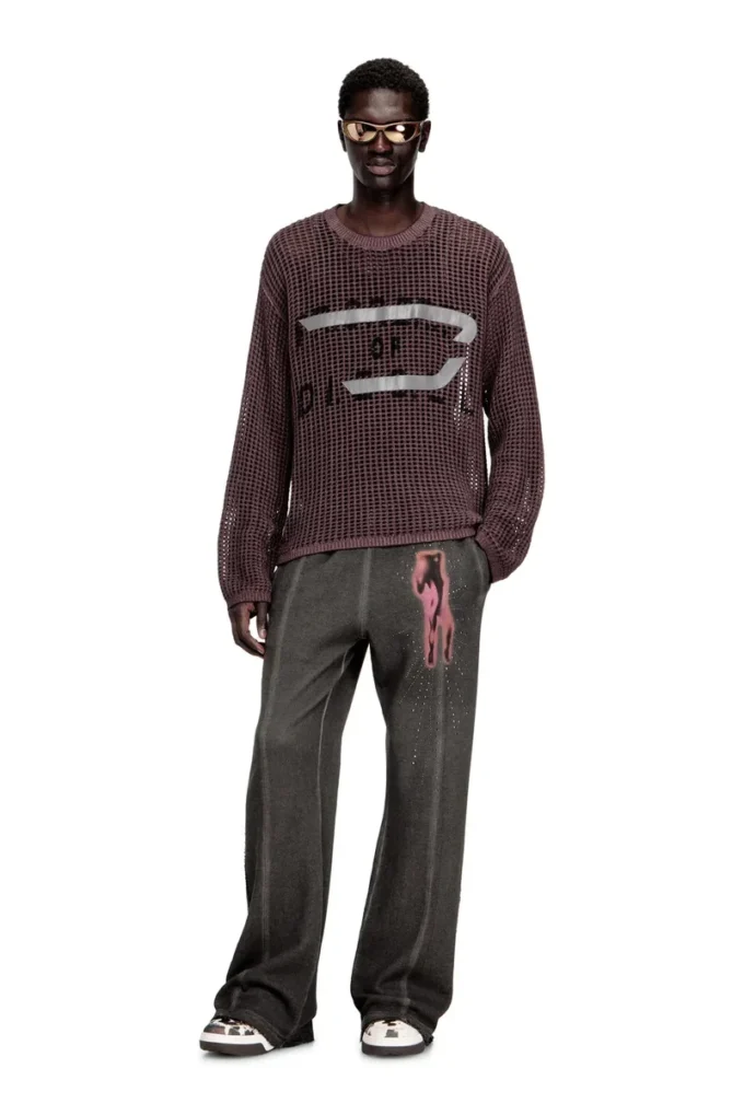 k-roch Long-sleeve mesh-knit top k-roch Long-sleeve mesh-knit top