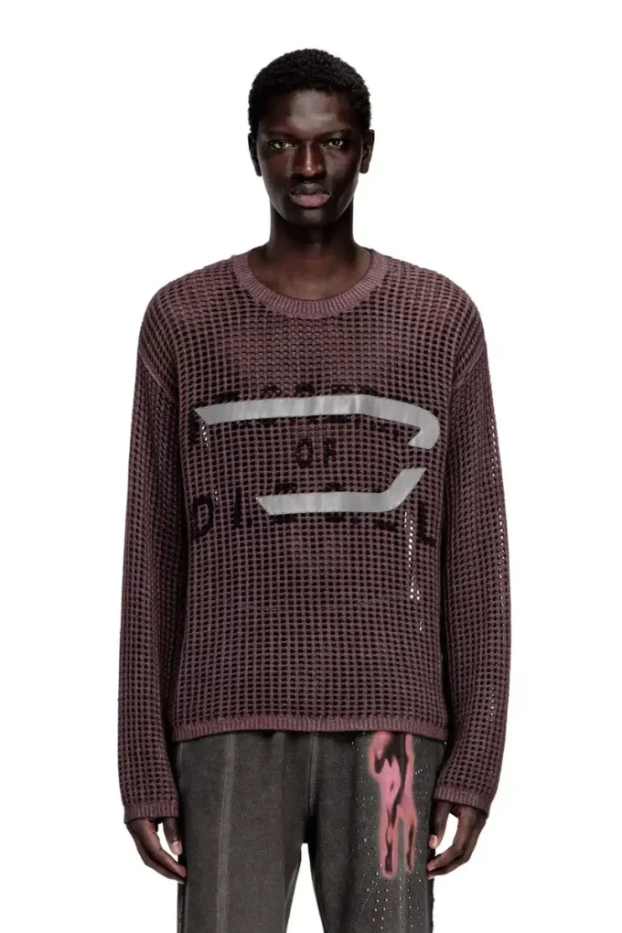 k-roch Long-sleeve mesh-knit top k-roch Long-sleeve mesh-knit top