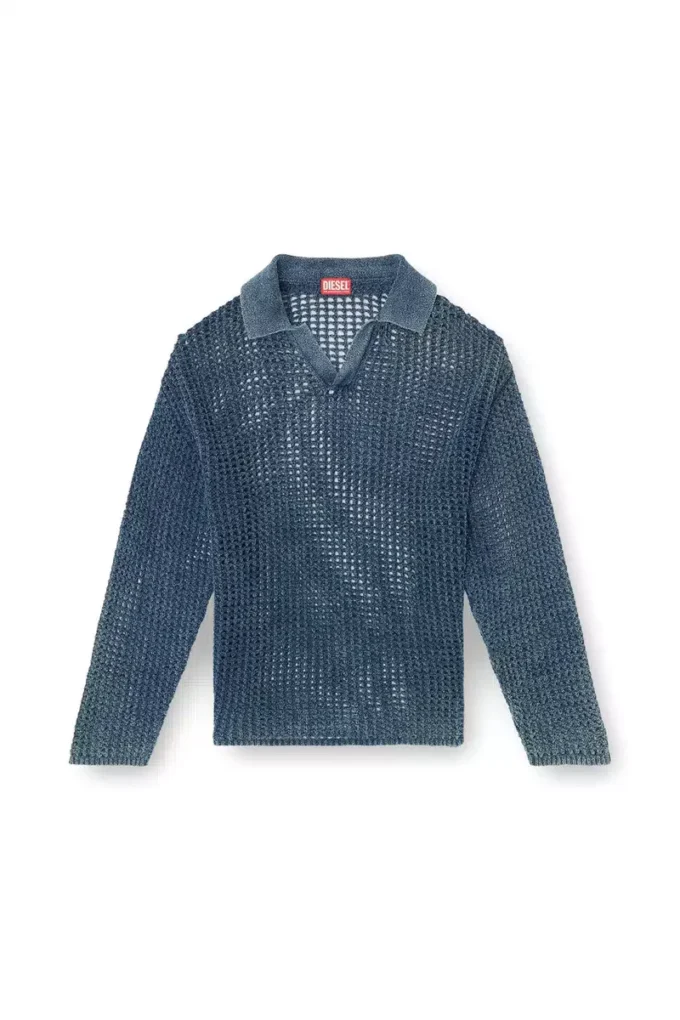 k-squared Open-knit polo jumper in denim yarn k-squared Open-knit polo jumper in denim yarn