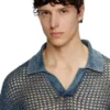 k-squared Open-knit polo jumper in denim yarn k-squared Open-knit polo jumper in denim yarn