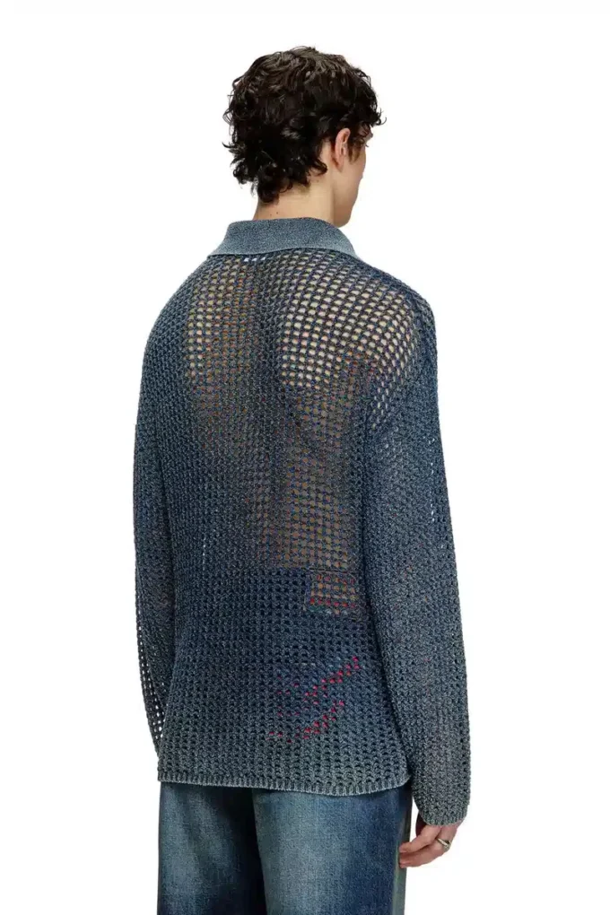 k-squared Open-knit polo jumper in denim yarn k-squared Open-knit polo jumper in denim yarn