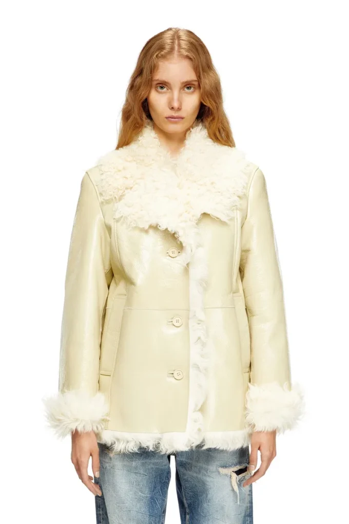 l-aconic Patent shearling jacket