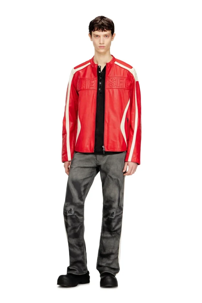 l-adam Colour-block leather biker jacket l-adam Colour-block leather biker jacket
