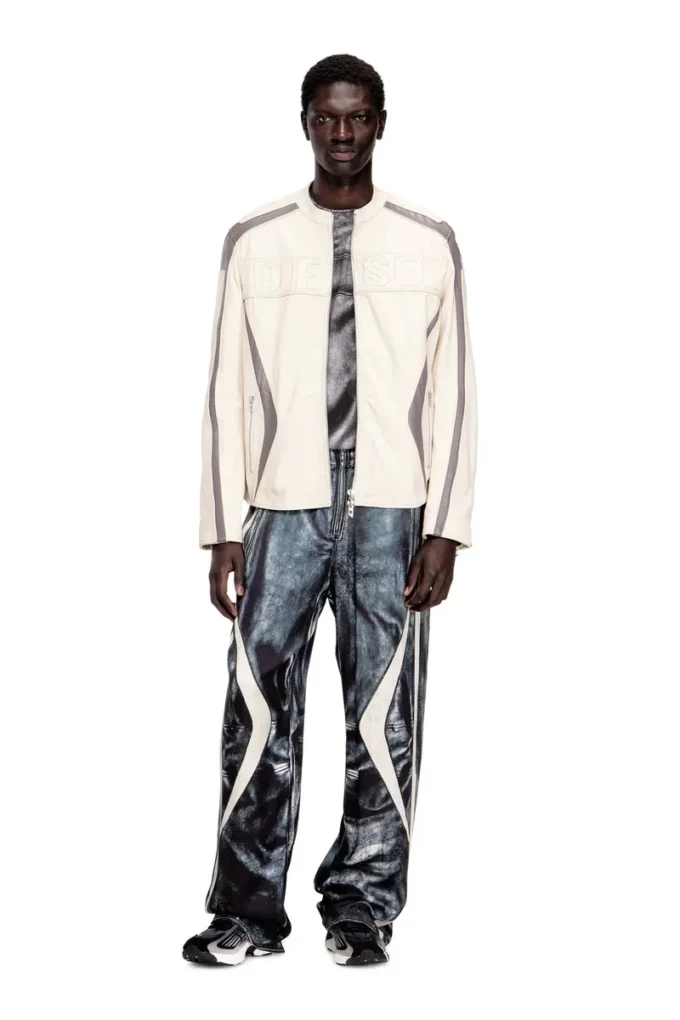 l-adam Colour-block leather biker jacket l-adam Colour-block leather biker jacket