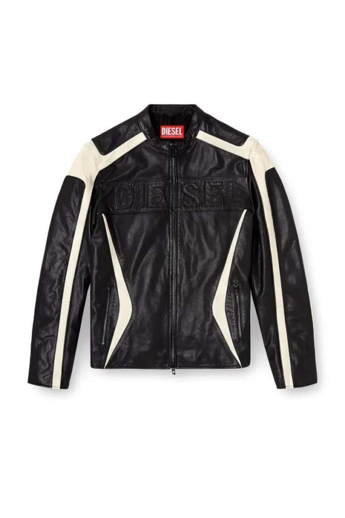 l-adam Colour-block leather biker jacket l-adam Colour-block leather biker jacket