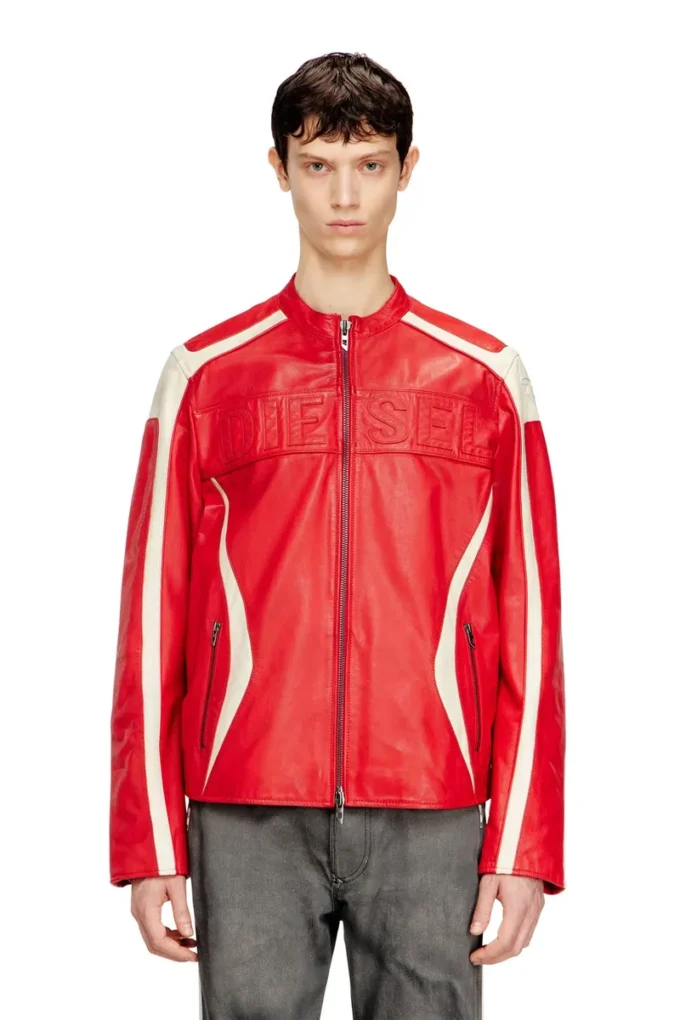 l-adam Colour-block leather biker jacket l-adam Colour-block leather biker jacket