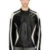 l-adam Colour-block leather biker jacket l-adam Colour-block leather biker jacket