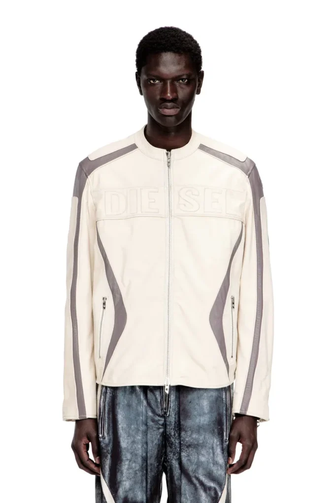 l-adam Colour-block leather biker jacket l-adam Colour-block leather biker jacket