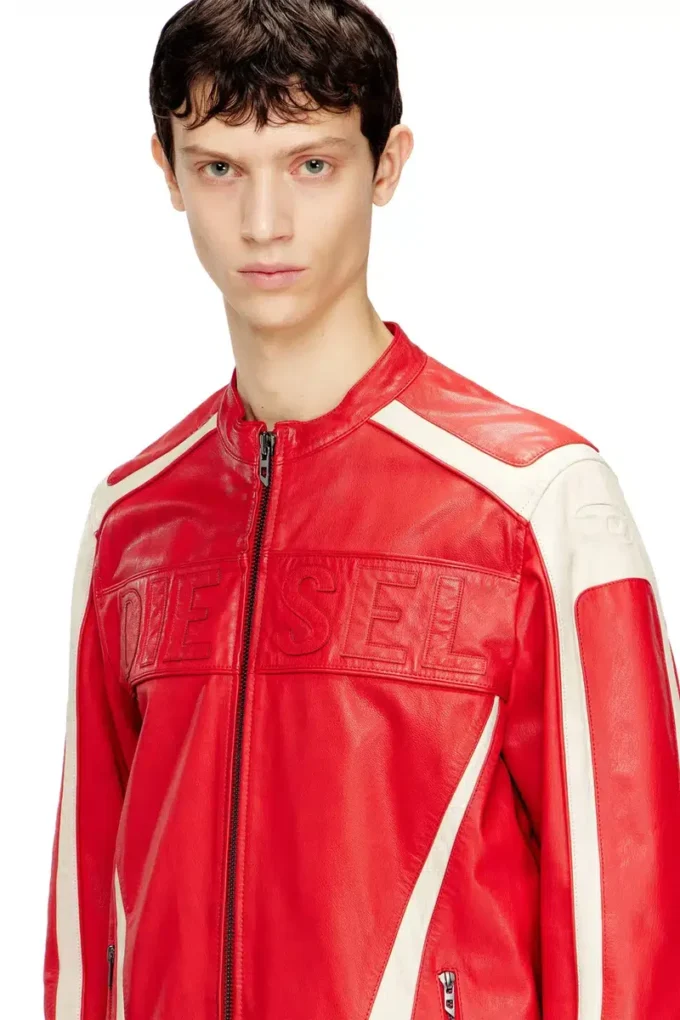 l-adam Colour-block leather biker jacket l-adam Colour-block leather biker jacket