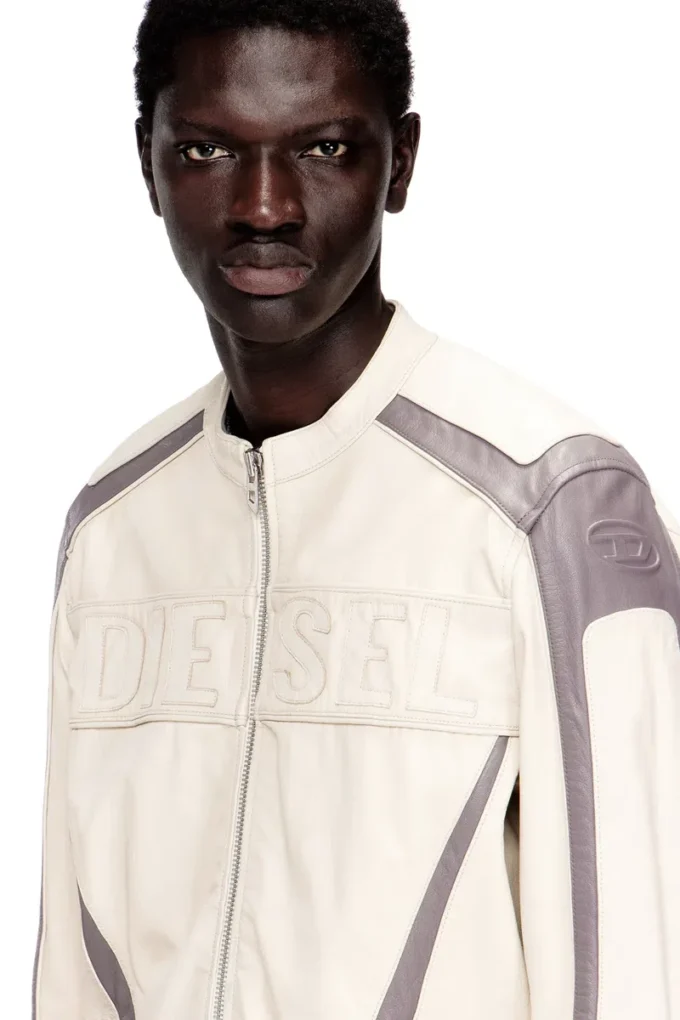 l-adam Colour-block leather biker jacket l-adam Colour-block leather biker jacket
