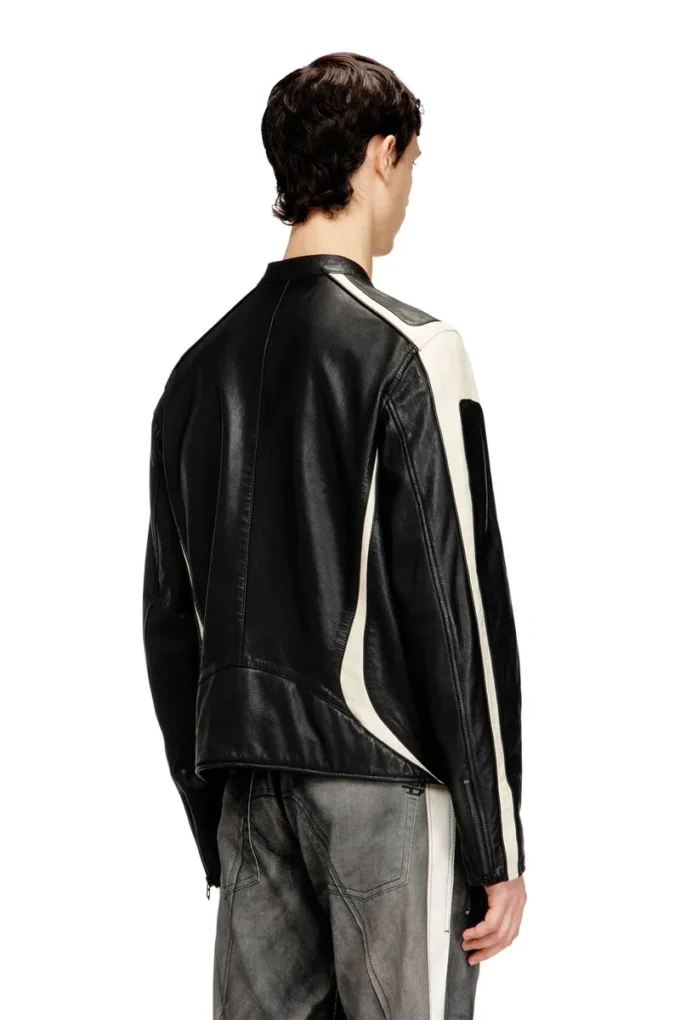 l-adam Colour-block leather biker jacket l-adam Colour-block leather biker jacket