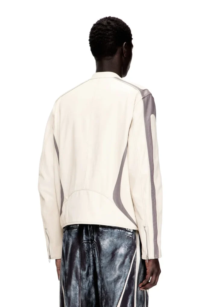 l-adam Colour-block leather biker jacket l-adam Colour-block leather biker jacket