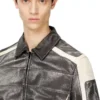 l-amar-enbi Leather coach jacket with biker print l-amar-enbi Leather coach jacket with biker print