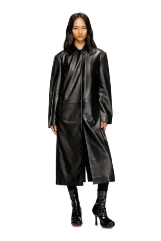 l-ancelot Long padded leather coat