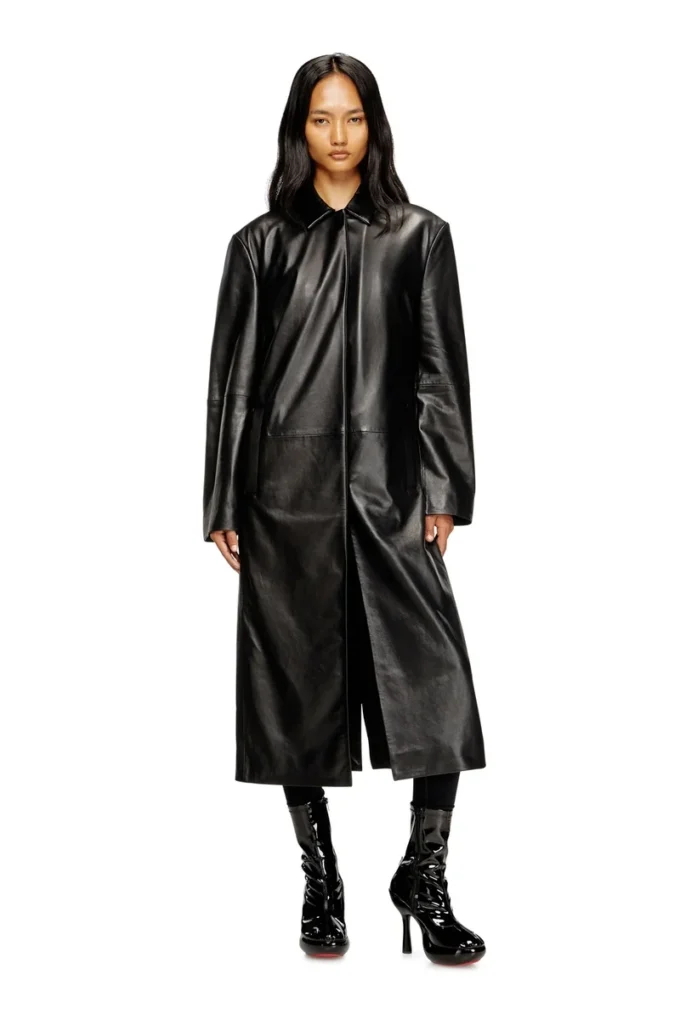 l-ancelot Long padded leather coat l-ancelot Long padded leather coat