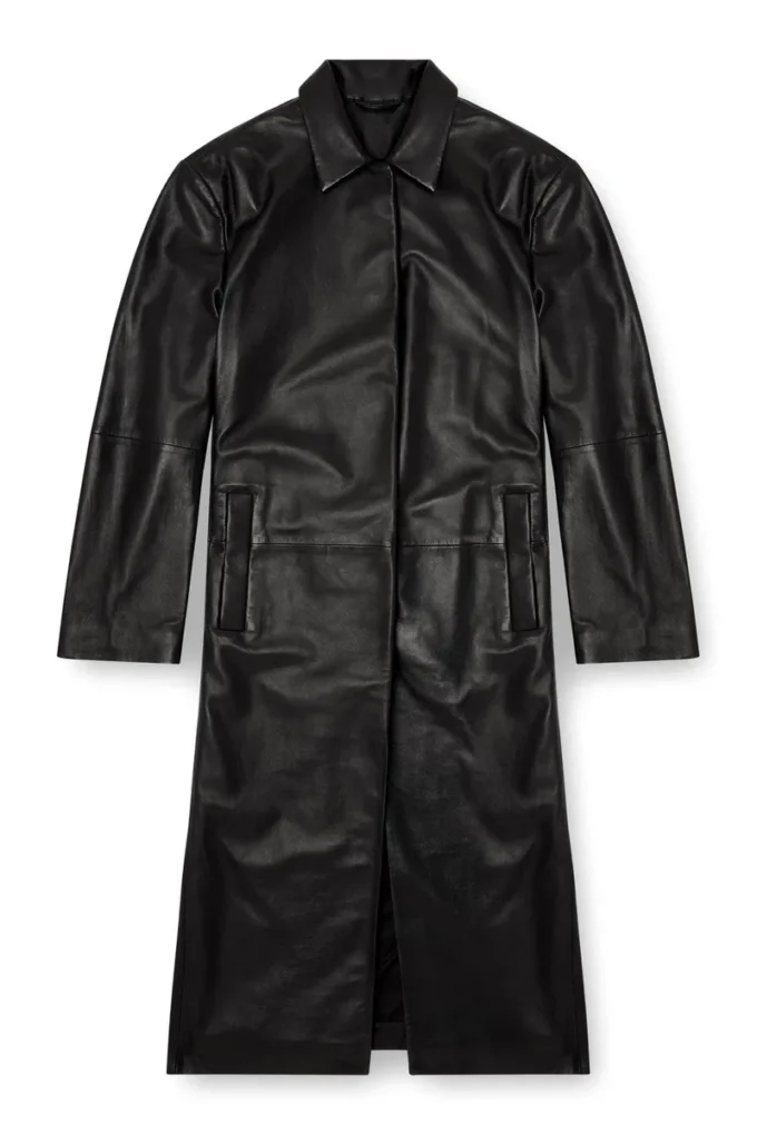 l-ancelot Long padded leather coat l-ancelot Long padded leather coat