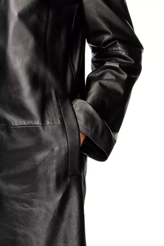 l-ancelot Long padded leather coat l-ancelot Long padded leather coat