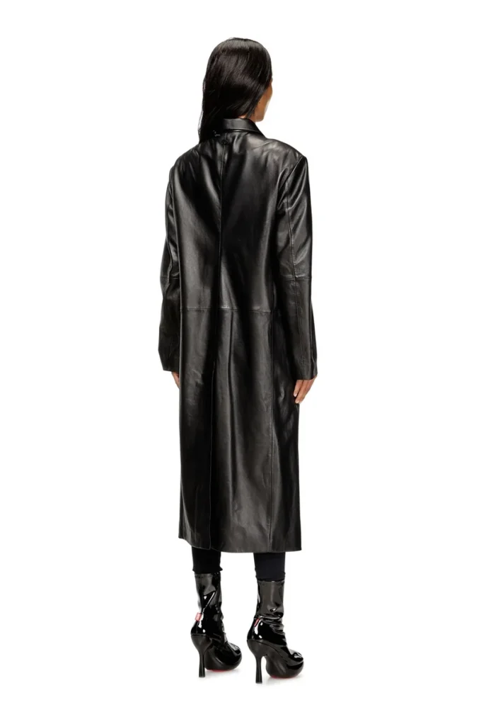 l-ancelot Long padded leather coat l-ancelot Long padded leather coat