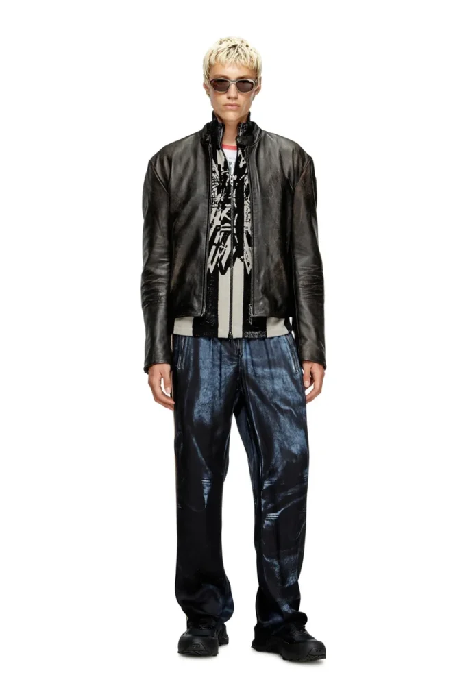 l-aross Distressed leather biker jacket