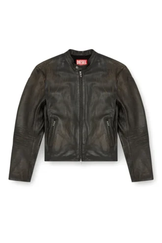 l-aross Distressed leather biker jacket