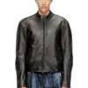 l-aross Distressed leather biker jacket