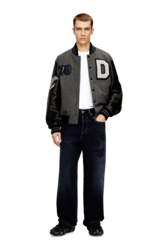 l-arry-cp Varsity jacket in wool and leather
