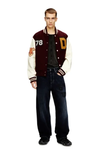 l-arry-cp Varsity jacket in wool and leather