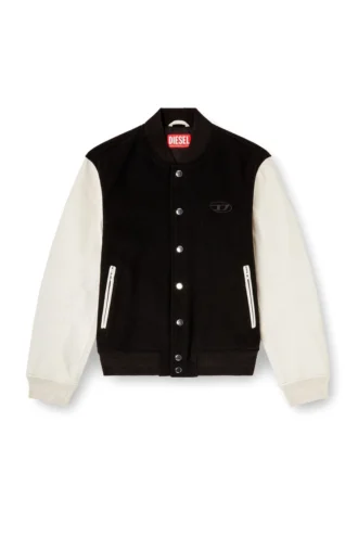 l-arry-wrd Bomber jacket in wool blend and leather