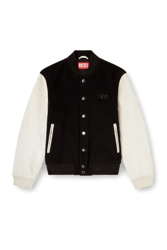 l-arry-wrd Bomber jacket in wool blend and leather l-arry-wrd Bomber jacket in wool blend and leather