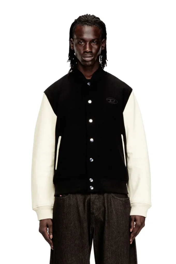 l-arry-wrd Bomber jacket in wool blend and leather l-arry-wrd Bomber jacket in wool blend and leather