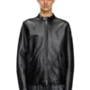 l-carver Leather biker jacket with embossed logo l-carver Leather biker jacket with embossed logo